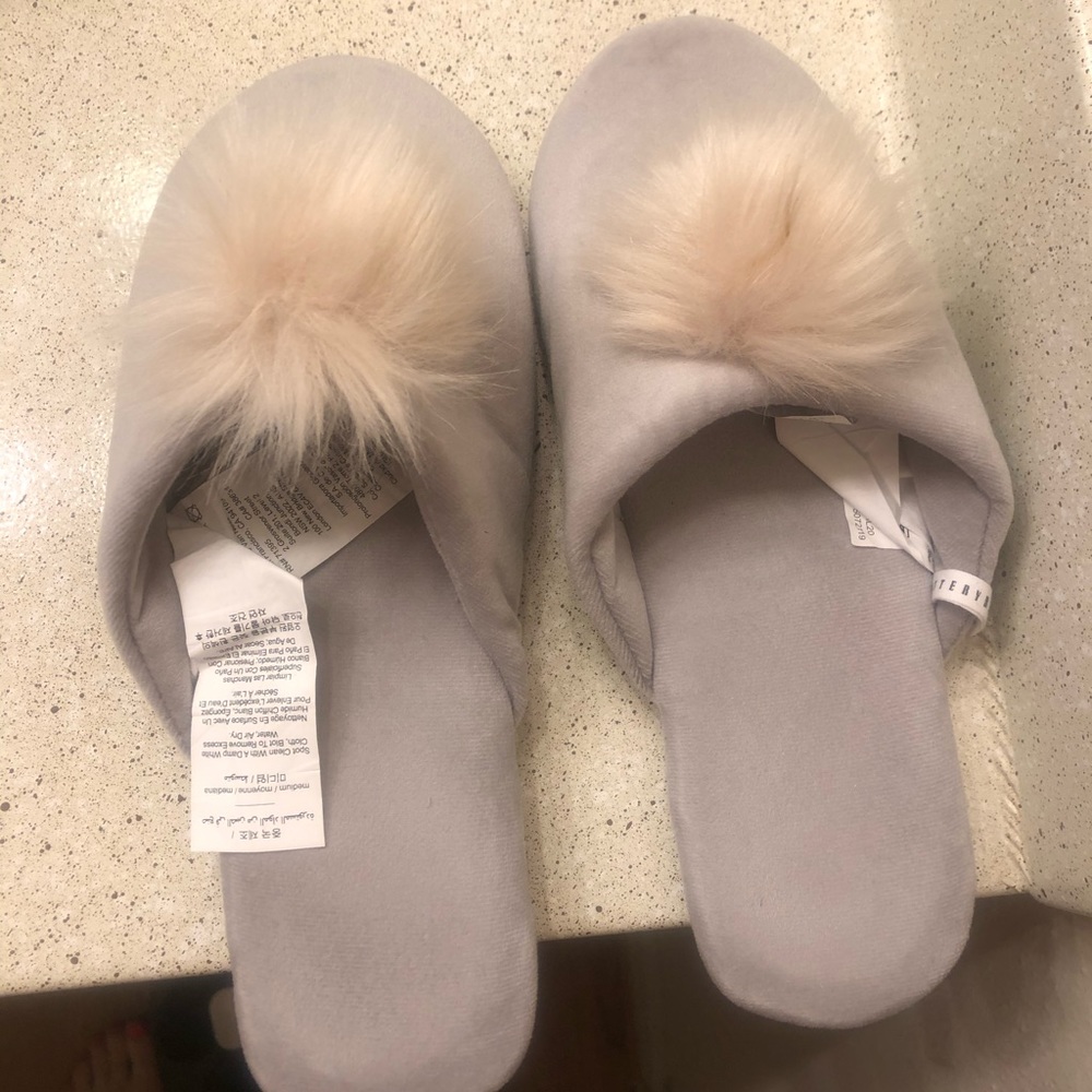 Slippers - Pottery Barn Grey, comfy slippers, cute